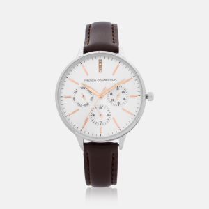 FRENCH CONNECTION – 36 mm Leather Strap Women's Watch – Dark Brown