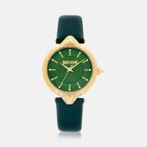 Just Cavalli - 32 mm Leather Strap Women's Watch – Green