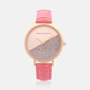 FRENCH CONNECTION - 35 mm Leather Strap Women's Watch – Pink