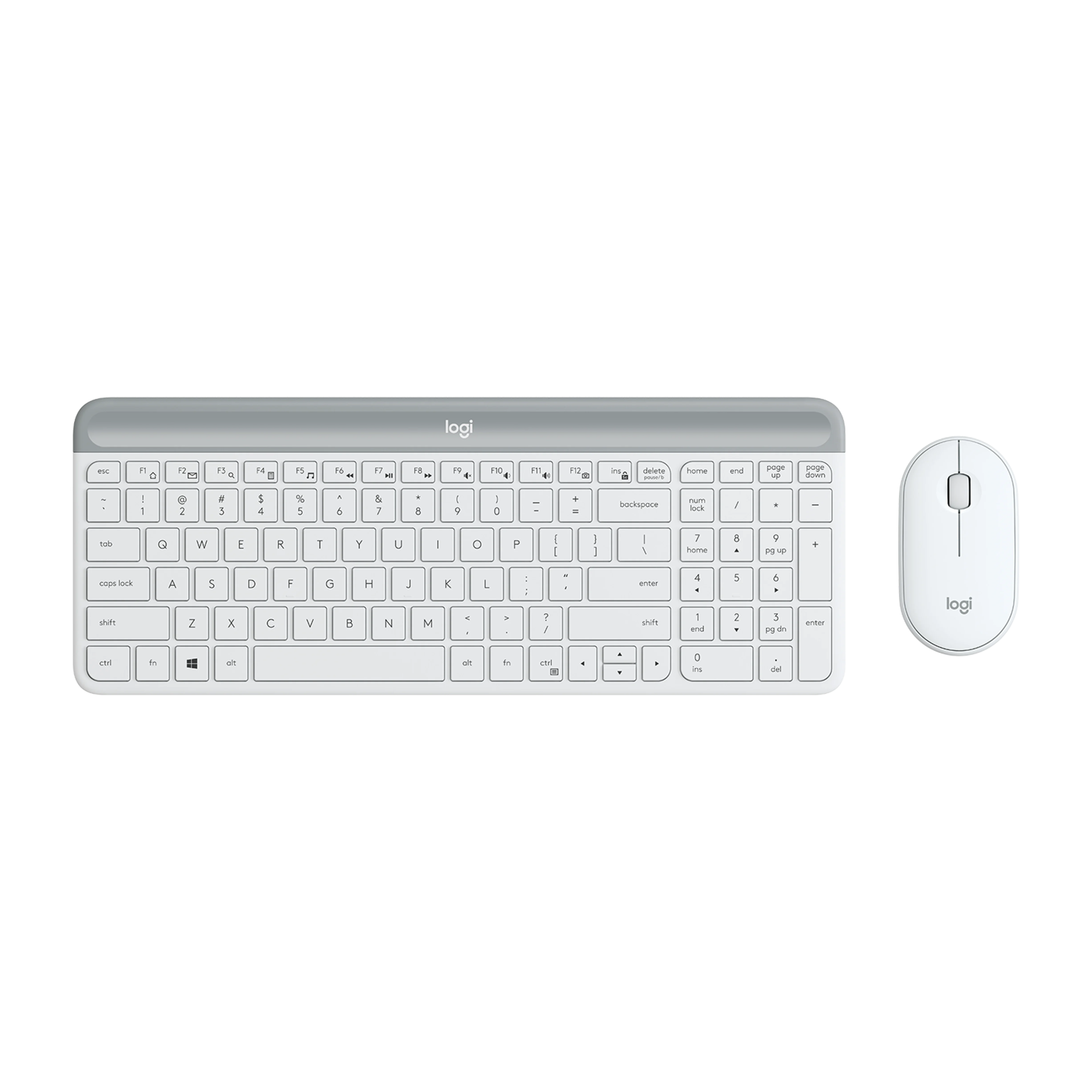 Logitech - MK470 SLIM Full-size Wireless Scissor Keyboard and Mouse Bundle for Windows with Quiet clicks - Off-White