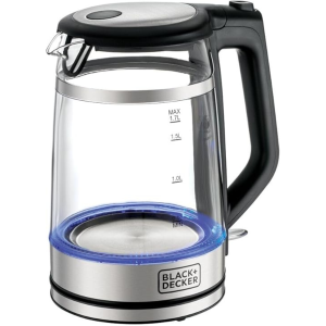 BLACK+DECKER - Cordless Electric Kettle, 1.7 Litres, 2200W, Glass Body - Multi Color